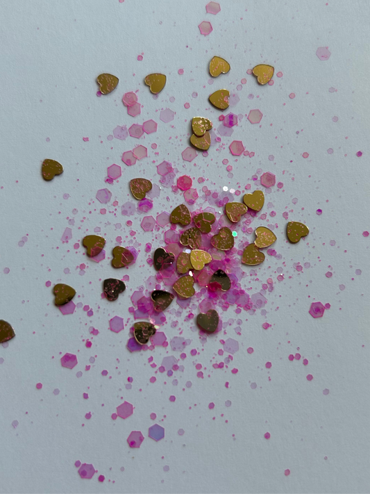 Gold Pink Sparkle Hearts